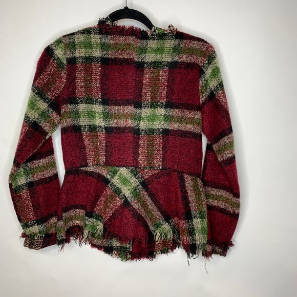 Mystree Plaid Raw Hem Fringe Blazer Sz Small - Picture 2 of 7